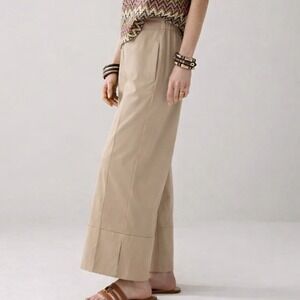 Summum Wide Leg Pull On Pants Womens Size 36 Tan Minimalist Casual Chic Modern